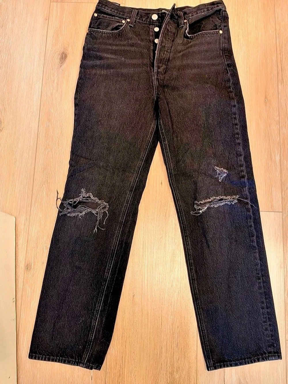 Denim Forum The Bonet High Rise Loose Black Jeans Waist 27